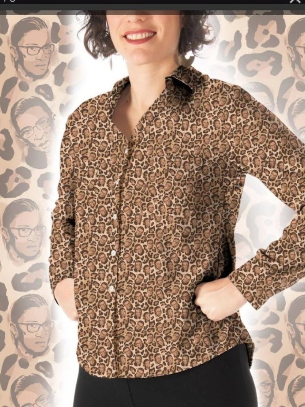 New Betabrand Girlfriend Shirt Leopard Ruth Bader Ginsburg XLarge